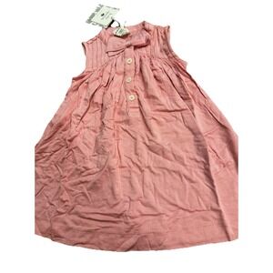 Kate Quinn Library Dress Bamboo Pink Bow Sleeveless Baby‎ Girl 12 18 Months NEW